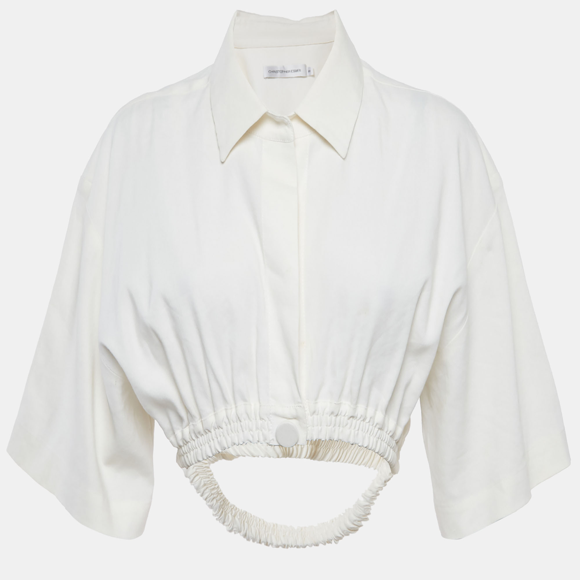 Christopher Esber Ivory Linen Blend Shirt Style Crop Top S, Shirts & Tops - Luxury Closet catalog