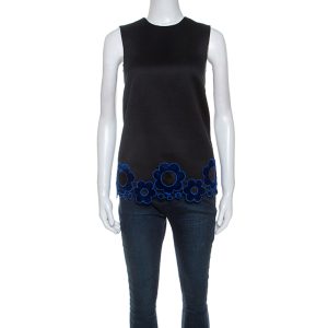 Christopher Kane Black Cotton Blend Flower Applique Trim Sleeveless Top S, Shirts & Tops - Luxury Closet catalog