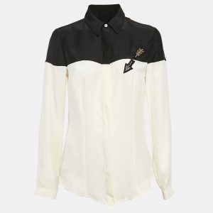 Class by Roberto Cavalli Black/Cream Sateen Silk Embellished Arrow Shirt M, Shirts & Tops - Luxury Closet catalog