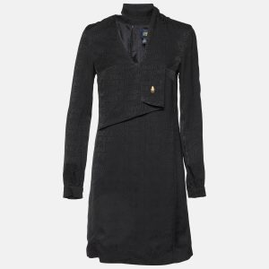 Class by Roberto Cavalli Black Logo Jacquard Crepe Shift Dress S, Dresses - Luxury Closet catalog