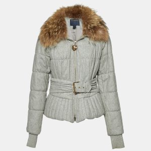 Class by Roberto Cavalli Grey Wool Fur Collar Zip Up Jacket M, Coats & Jackets - Luxury Closet catalog