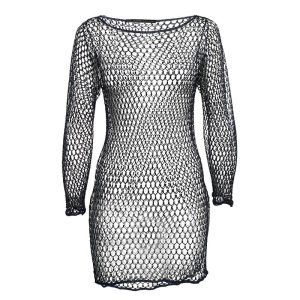 Class by Roberto Cavalli Blue Beaded Mesh Crochet Sheer Mini Dress M, Dresses - Luxury Closet catalog
