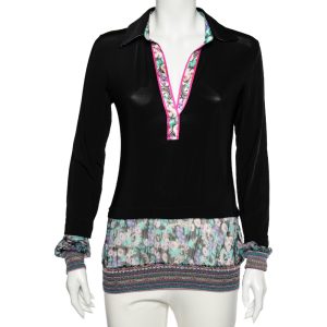 Class by Roberto Cavalli Black Jersey Contrast Paneled Top M, Shirts & Tops - Luxury Closet catalog