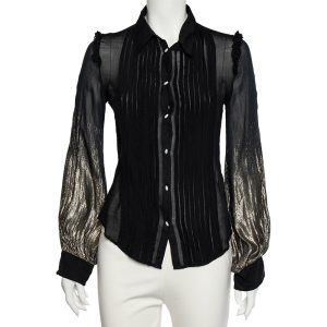Class by Roberto Cavalli Black Lurex Crepe Button Front Shirt M, Shirts & Tops - Luxury Closet catalog