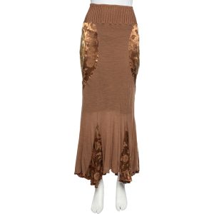 Class by Roberto Cavalli Brown Wool Knit Paneled Skirt M, Skirts - Luxury Closet catalog