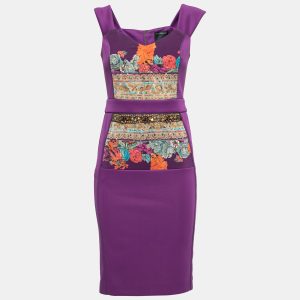 Class by Roberto Cavalli Purple Jersey Floral Applique Beaded Bodycon Dress M, Dresses - Luxury Closet catalog