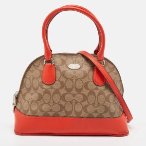 Coach Orange/Signature Coated Canvas and Leather Cora Dome Satchel, Satchels - Luxury Closet catalog
