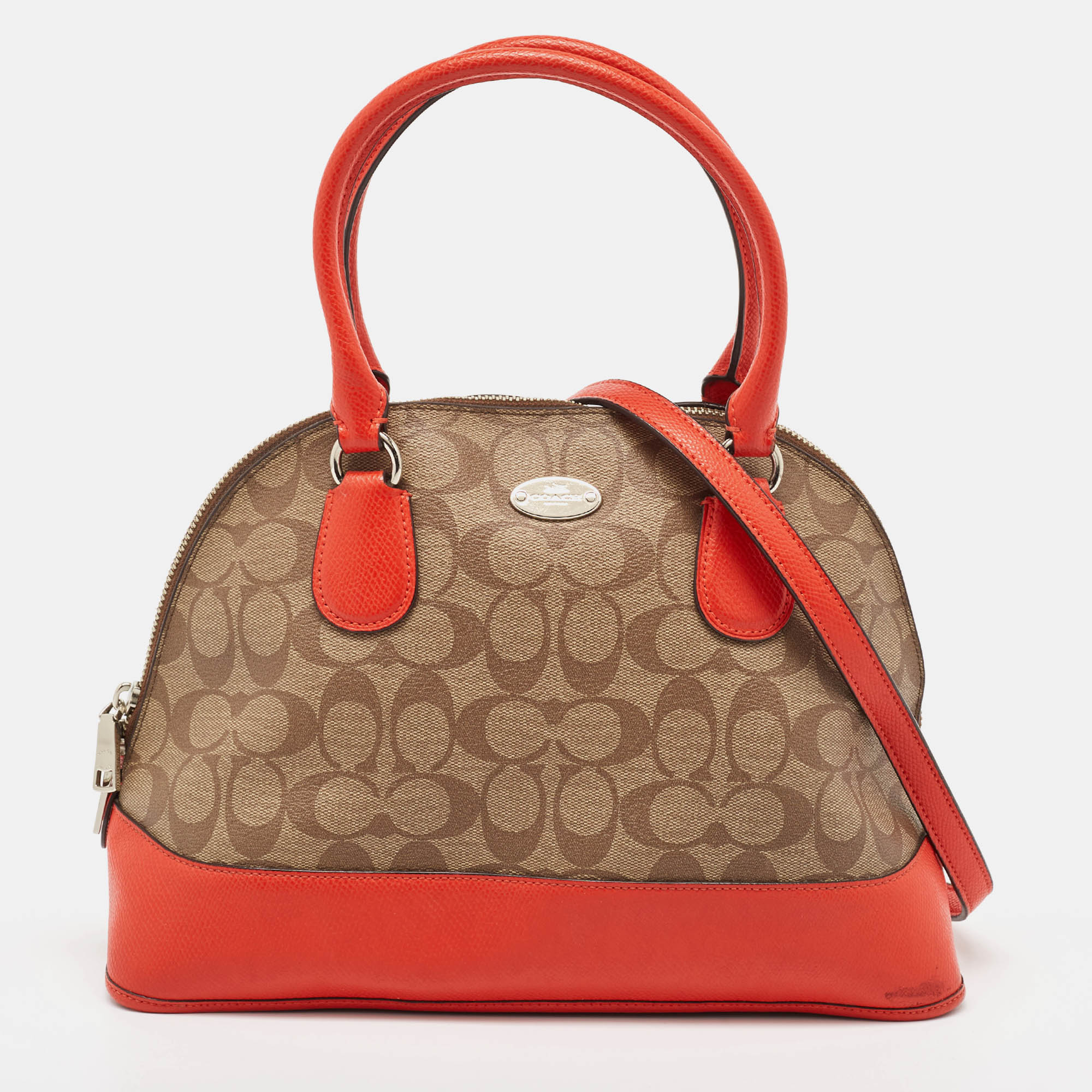 Coach Orange/Signature Coated Canvas and Leather Cora Dome Satchel, Satchels - Luxury Closet catalog