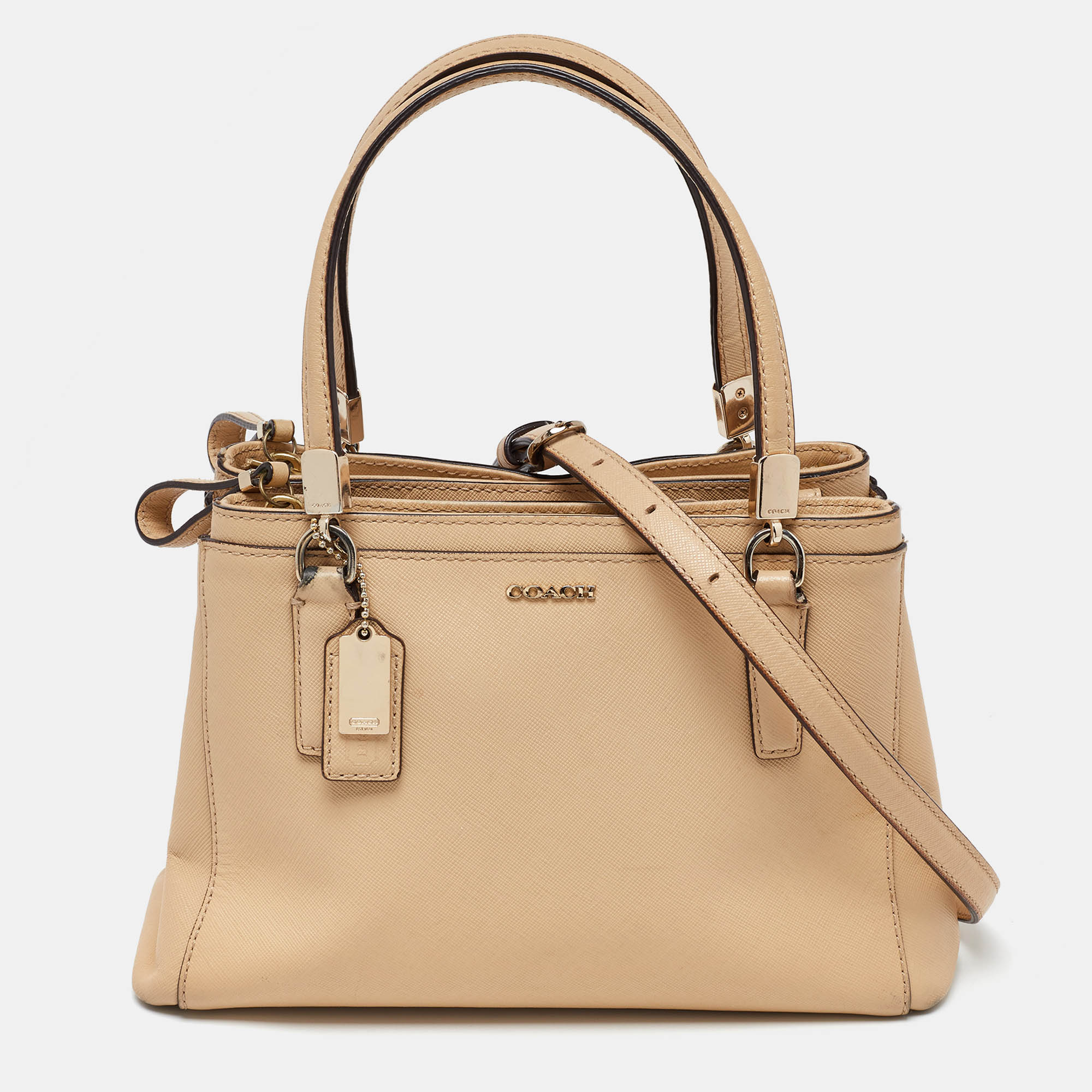Coach Beige Leather Mini Christie Carryall Double Zip Tote, Tote Handbags - Luxury Closet catalog