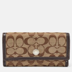 Coach Beige/Brown Signature Canvas and Leather Continental Wallet, Wallets & Money Clips - Luxury Closet catalog