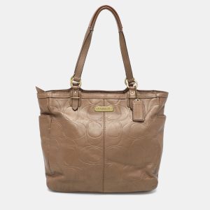 Coach Brown Embossed Leather South Tote, Tote Handbags - Luxury Closet catalog
