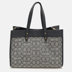 Coach Navy Blue Canvas and Leather Field Tote 30, Tote Handbags - Luxury Closet catalog