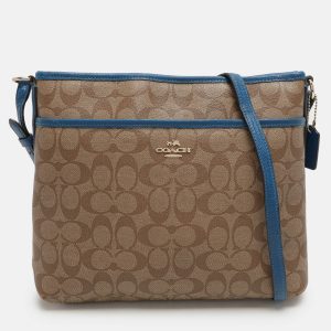 Coach Beige/Blue Signature Coated Canvas File Crossbody Bag, Handbags - Luxury Closet catalog