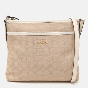Coach Beige/White Signature Canvas and Leather Swingpack File Crossbody Bag, Handbags - Luxury Closet catalog