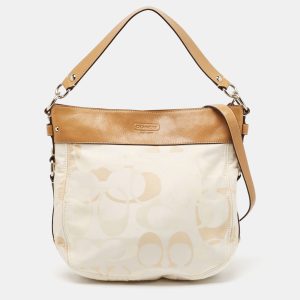 Coach Brown/Beige Op Art Signature Fabric and Leather Zoe Hobo, Shoulder Bags - Luxury Closet catalog