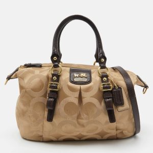 Coach Beige/Brown Signature Canvas and Lizard Embossed Leather Madison Juliette Satchel, Satchels - Luxury Closet catalog