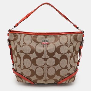 Coach Beige/Orange Signature Canvas and Patent Leather Katarina Hobo, Shoulder Bags - Luxury Closet catalog