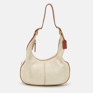 Coach Brown/Off White Leather East West Zoe Hobo, Shoulder Bags - Luxury Closet catalog