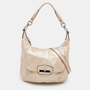 Coach Metallic Beige Leather Kristin Hobo, Shoulder Bags - Luxury Closet catalog