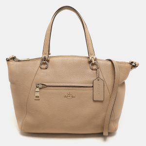 Coach Beige Pebbled Leather Prairie Satchel, Satchels - Luxury Closet catalog