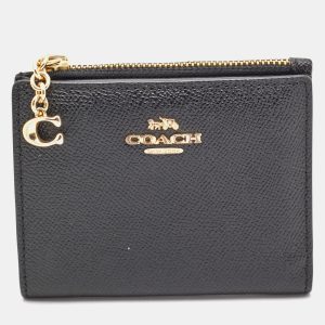 Coach Black Crossgrain Leather Compact Wallet, Wallets & Money Clips - Luxury Closet catalog