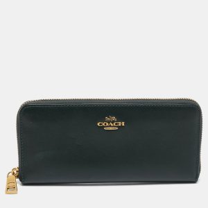 Coach Dark Green Leather Accordion Zip Around Wallet, Wallets & Money Clips - Luxury Closet catalog