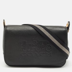 Coach Black Leather Logo Embossed Jes Flap Messenger Bag, Handbags - Luxury Closet catalog