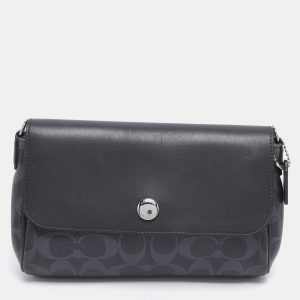Coach Navy Blue Signature Coated Canvas and Leather Reversible Flap Crossbody Bag, Handbags - Luxury Closet catalog