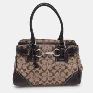 Coach Beige/White Signature Canvas and Leather Hampton Satchel, Satchels - Luxury Closet catalog
