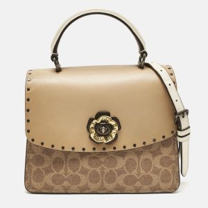Coach Tricolor Signature Coated Canvas and Leather Parker Top Handle Bag, Satchels - Luxury Closet catalog