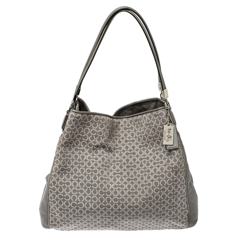 Coach Grey Signature Canvas and Leather Edie 31 Shoulder Bag, Shoulder Bags - Luxury Closet catalog