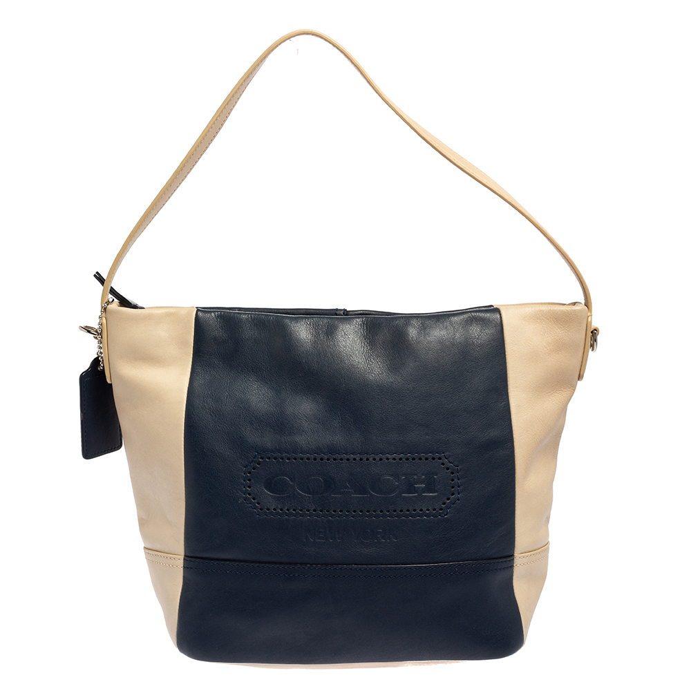 Coach Navy Blue/Beige Leather Legacy Weekend Hobo, Shoulder Bags - Luxury Closet catalog