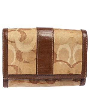 Coach Beige/Brown Signature Canvas and Leather Compact Wallet, Wallets & Money Clips - Luxury Closet catalog