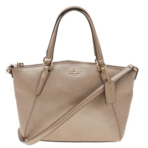 Coach Metallic Beige Leather Small Tote, Tote Handbags - Luxury Closet catalog