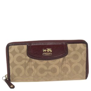 Coach Burgundy/Brown Op Art Fabric and Leather Madison Continental Wallet, Wallets & Money Clips - Luxury Closet catalog