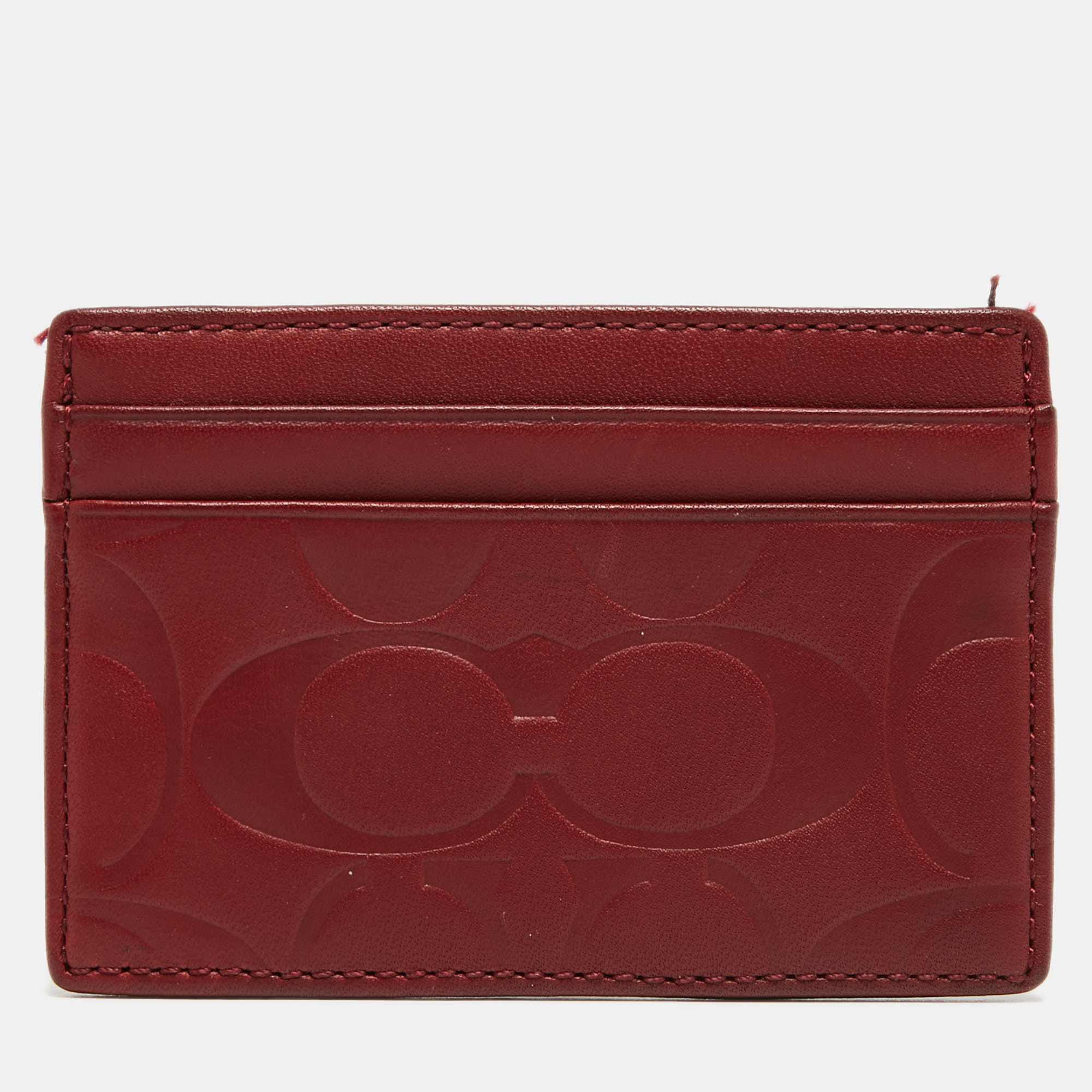 Coach Red Logo Embossed Leather Card Holder, Wallets & Money Clips - Luxury Closet catalog