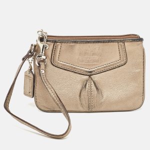 Coach Metallic Leather Zip Wristlet Clutch, Clutches & Special Occasion Bags - Luxury Closet catalog