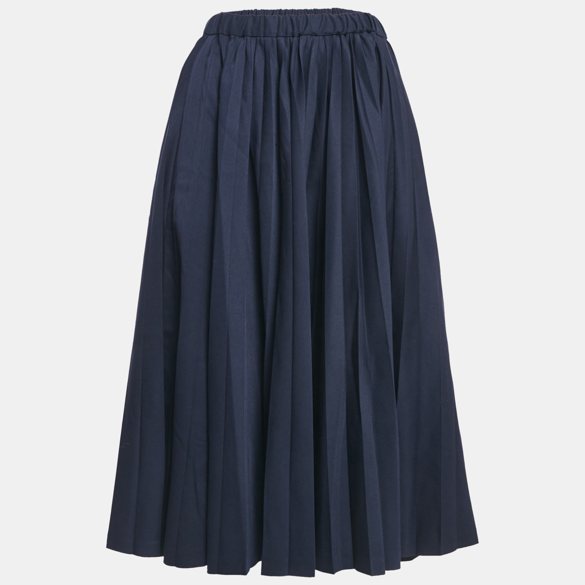 Comme des Garcons Navy Blue Wool Pleated Midi Skirt M, Skirts - Luxury Closet catalog