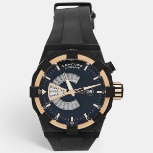 Concord Black 18k Rose Gold PVD Coated Stainless Steel Rubber C1 World Timer 01.6.78.1016 Men's Wristwatch 48 mm, Watches - Luxury Closet catalog