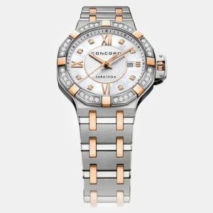 Concord White MOP 18K Rose Gold Stainless Steel Saratoga 0320433 Quartz Women's Wristwatch 31 mm, Watches - Luxury Closet catalog