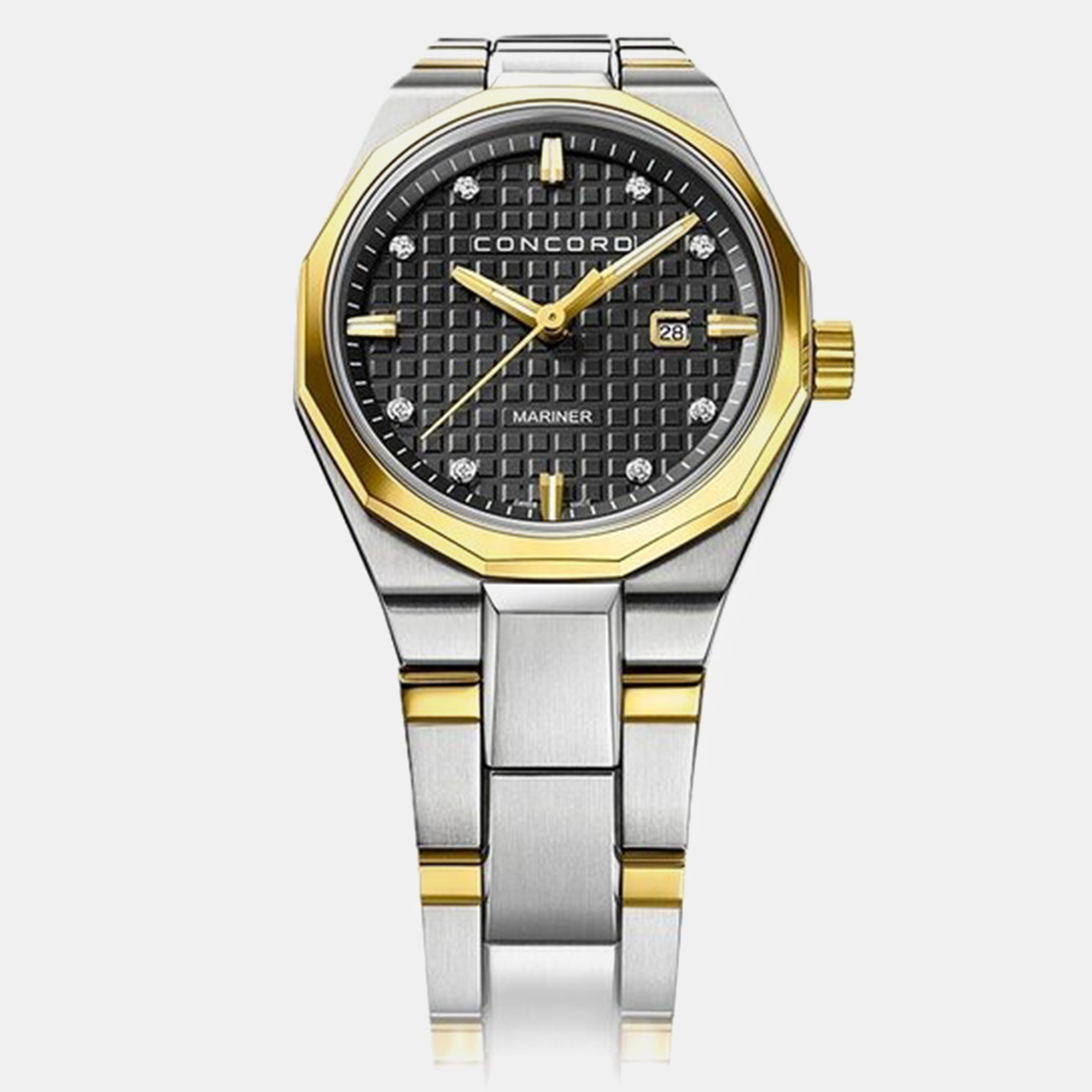 Concord Black Diamond 18k Yellow Gold Stainless Steel Mariner 0320456 Quartz Women's Wristwatch 30 mm, Watches - Luxury Closet catalog