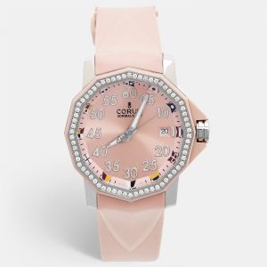 Corum Pink Resin Stainless Steel Diamond Rubber Admiral's Cup 01.0033 Women's Wristwatch 40 mm, Watches - Luxury Closet catalog