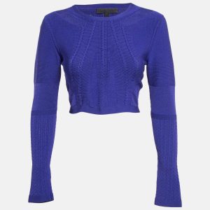 Cushnie et Ochs Purple Stretch Knit Long Sleeve Crop Top M, Shirts & Tops - Luxury Closet catalog