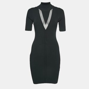 Cushnie Black Rib Knit High Neck Bodycon Mini Dress M, Dresses - Luxury Closet catalog