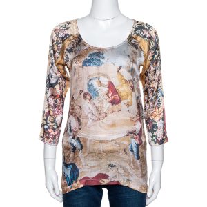 D&G Beige Abstract Printed Stretch Silk Long Sleeve Top M, Shirts & Tops - Luxury Closet catalog