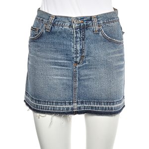 D&G Blue Denim Back Floral Logo Embroidered Mini Skirt S, Skirts - Luxury Closet catalog