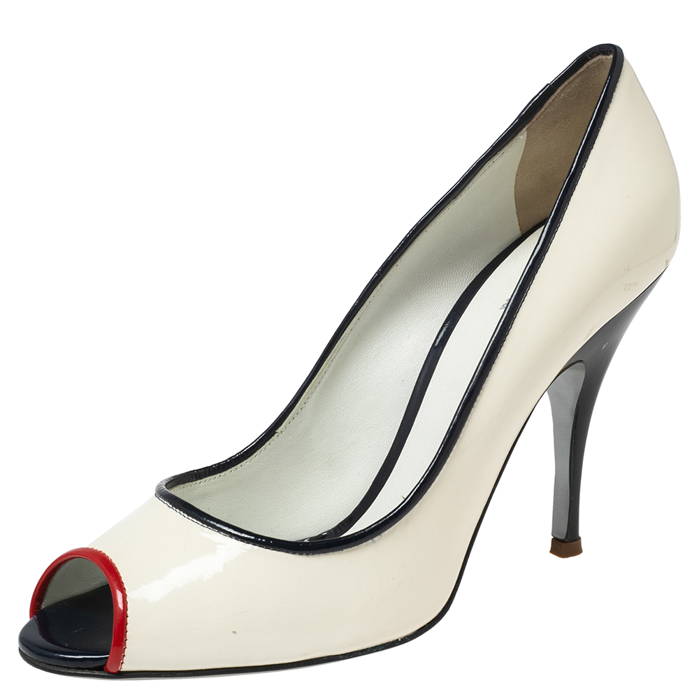 D&G White Patent Leather Peep Toe Pumps Size 41, Pumps - Luxury Closet catalog