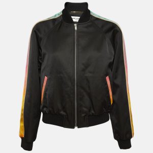 Saint Laurent Black Cotton Blend Rainbow Stripe Bomber Jacket M, Coats & Jackets - Luxury Closet catalog