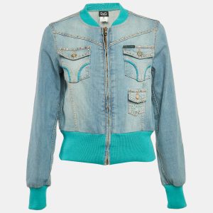 D&G Blue Crystal Embellished Denim Ribbed Trim Jacket S, Coats & Jackets - Luxury Closet catalog
