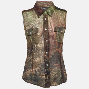 D&G Brown Printed Cotton Sleeveless Top S, Shirts & Tops - Luxury Closet catalog